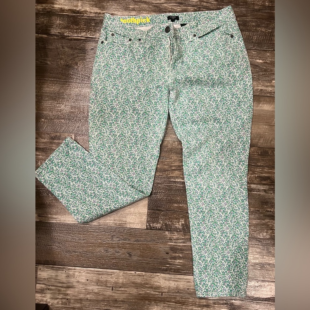 J Crew Floral Denim Pants Size 12
